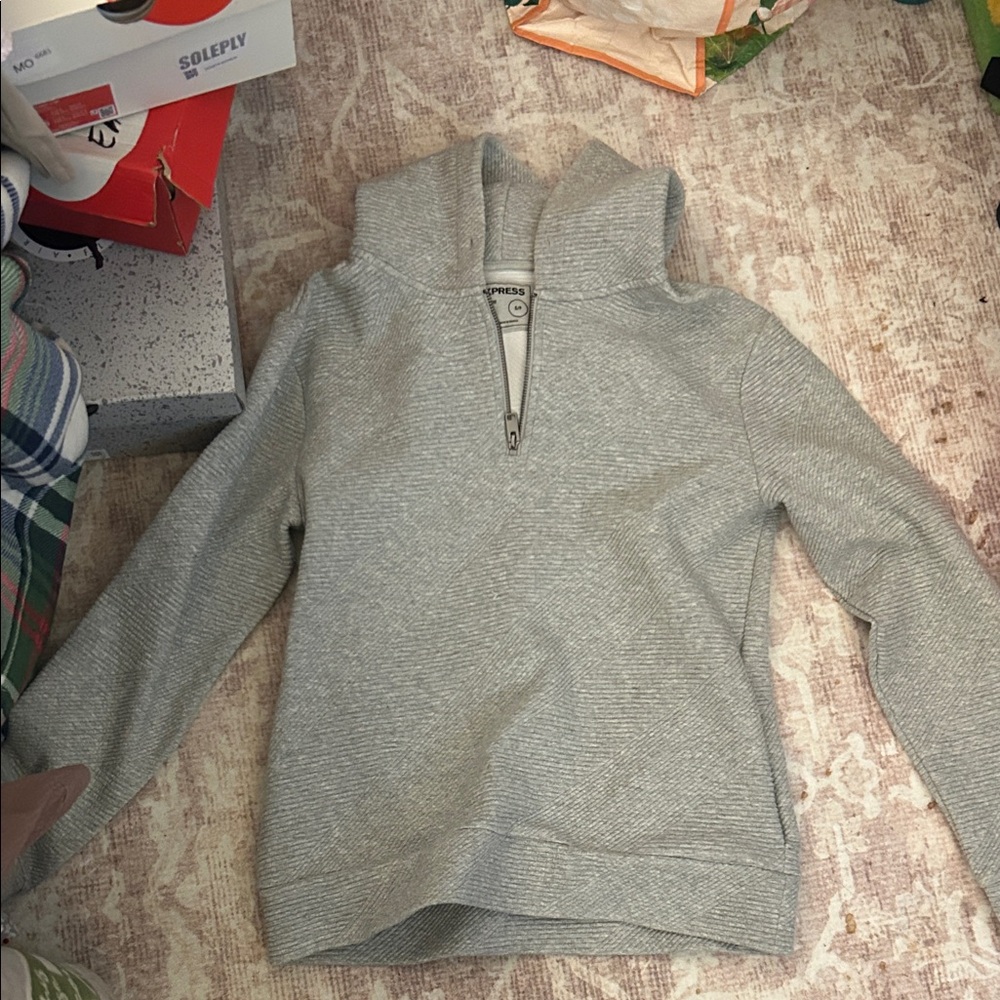 Express Light Gray Half-Zip Jacket - image 1